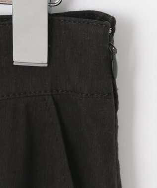 自由区 【洗える・ストレッチ素材】リネンヴィスコースストレッチ フレアスカート ブラック系