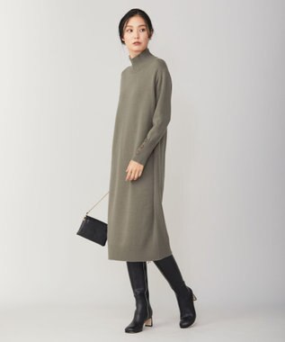 ICB L 【WEB限定カラーあり】 ソフトカシミヤミックス ハイネックワンピース アッシュカーキ系