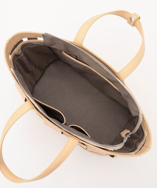 Y'SACCS 【リサイクルレザー】メッシュかごバッグ　large ナチュラル×アイボリー