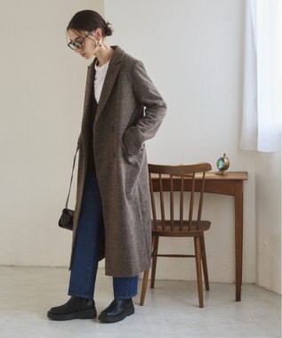 WEGO 【ANGIE VINTAGE】ツイードダブルロングコート ブラウン