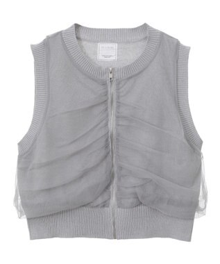 Green Parks チュールドッキングニットｚｉｐベスト Gray