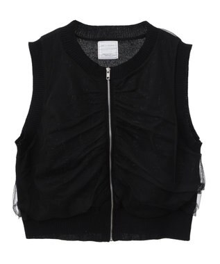 Green Parks チュールドッキングニットｚｉｐベスト Black