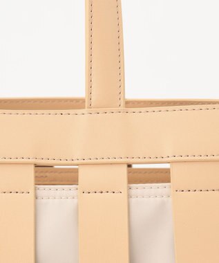 Y'SACCS 【リサイクルレザー】メッシュかごバッグ　large ナチュラル×アイボリー