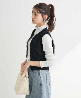 Green Parks チュールドッキングニットｚｉｐベスト Black