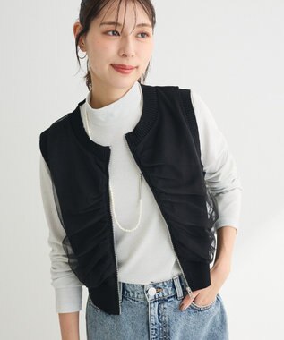 Green Parks チュールドッキングニットｚｉｐベスト Black