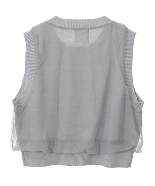 Green Parks チュールドッキングニットｚｉｐベスト Gray