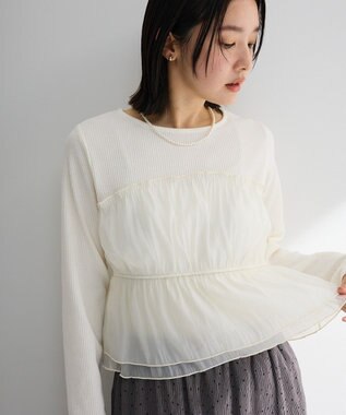 Green Parks オーガンジービスチェドッキングプルオーバー Ecru