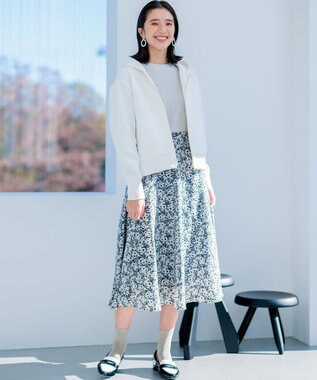 組曲 Elena フリルスリーブ ニットプルオーバー ライトグレー系