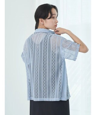 earth music&ecology フラワーレースシャツ Sax