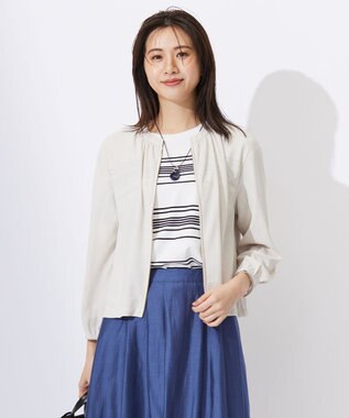 J.PRESS LADIES L シアージャージー ブルゾン ベージュ系