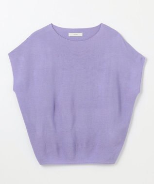 ANY 【洗濯機可/アンチピリング/UVカット】アクリルガーターフレンチスリーブニット ラベンダー