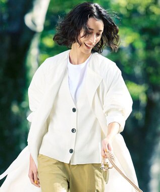 UNFILO L リネンリンクスメッシュ　カーディガン オフ