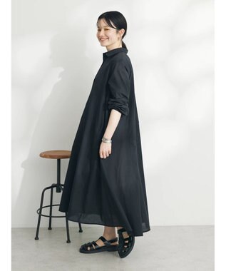 CRAFT STANDARD BOUTIQUE インド綿Ａラインシャツワンピース Black