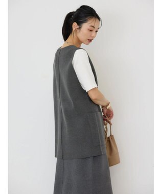 AMERICAN HOLIC ＶネックＷポケットニットベスト Gray Mixture