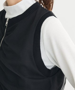 Green Parks チュールドッキングニットｚｉｐベスト Black