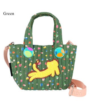 tsumori chisato CARRY きらネコてんてん ハンドバッグ 2way ショルダーバッグ グリーン