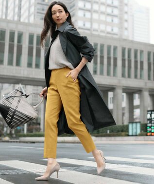23区 【洗える】リネンレーヨンストレッチ テーパードパンツ イエロー系