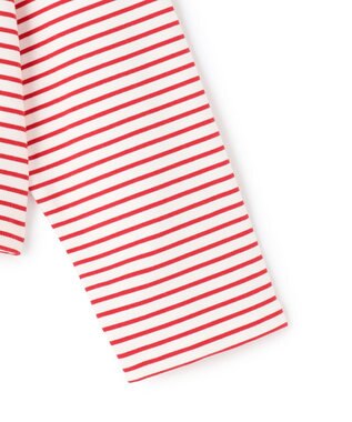 UNFILO ドライタッチリブ バックZIP ボーダートップス オフ×レッド