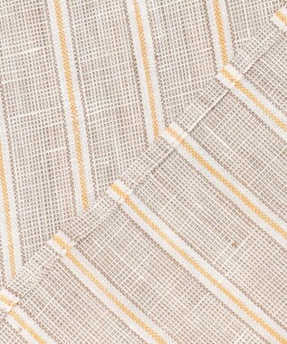 自由区 【洗える】リネンストライプ ボートネックブラウス ベージュ系1