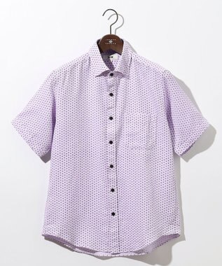 JOSEPH ABBOUD 【ビジネスシーンに最適・サステイナブル】ソアロンンシャンブレープリント 半袖 シャツ ライラック系5