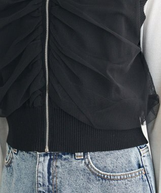 Green Parks チュールドッキングニットｚｉｐベスト Black