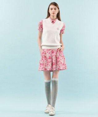 23区GOLF 【WOMEN】【UVケア/吸水速乾】スプリングフラワー柄 半袖ポロシャツ ピンク系5