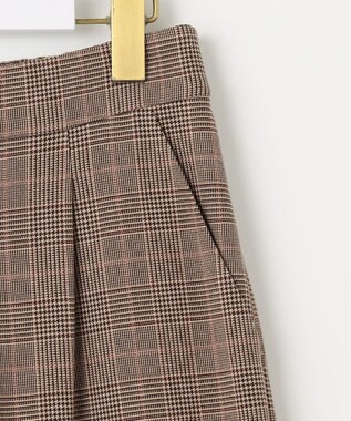 ANY SIS 【シリーズ累計7万本突破！】サーモ2WAYストレッチ ワンタック ワイドパンツ ブラウングレンチェック