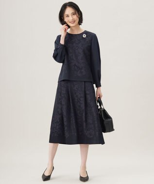 自由区 【カタログ掲載・セットアップ対応・洗える】フラワーオパールプルオーバー ブラウス ネイビー