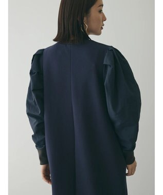 Green Parks armonia. リブ使いコクーンポンチワンピース Navy