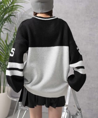 WEGO ナンバリングラインフラッフィーニット ブラックその他