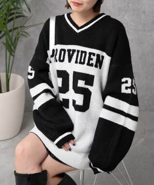 WEGO ナンバリングラインフラッフィーニット ブラックその他