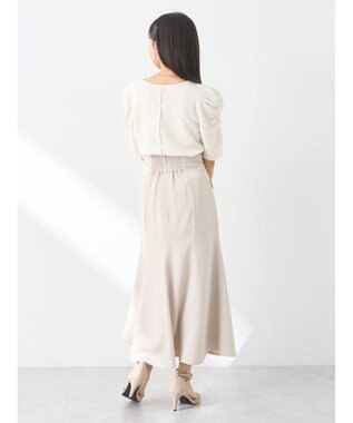 earth music&ecology パール付きマーメイドスカート Ecru