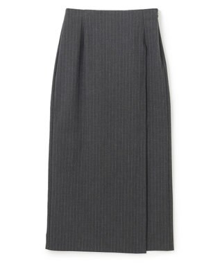 UNFILO ウールライク Iラインスカート チャコールストライプ