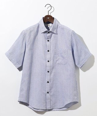 JOSEPH ABBOUD 【ビジネスシーンに最適・サステイナブル】ソアロンンシャンブレープリント 半袖 シャツ