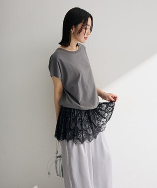 Green Parks レースドッキングフレンチプルオーバー Gray