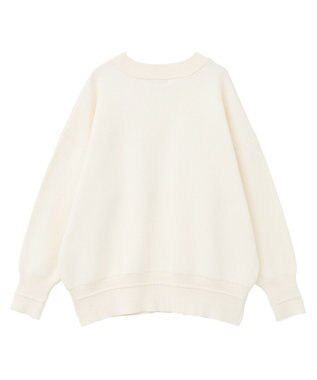 earth music&ecology 【洗濯機洗い可】スウェットライクロゴニットプルオーバー アイボリー