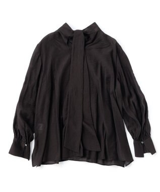 UNFILO イージーケア ボウタイ ブラウス ブラック