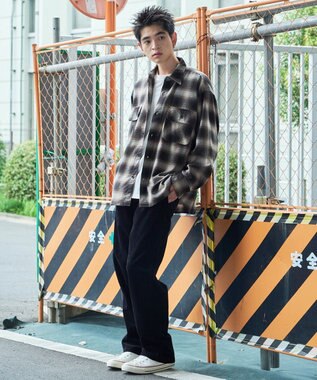 WEGO 【ウエストゴム/ユニセックス着用ITEM】コーデュロイイージーストレートパンツ ブラック