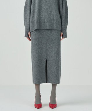 GRACE CONTINENTAL クーマラムニットスカート グレー