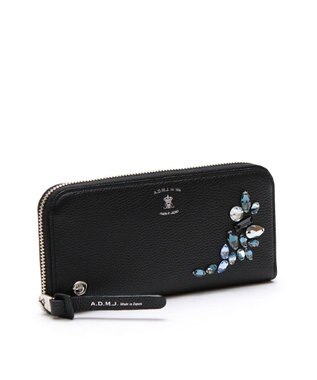 A.D.M.J. 【牛革】モーツァルト クリスタルソーイング ラウンドウォレット BK