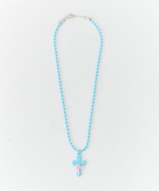 WEGO Lカラーダブルクロスネックレス サックス