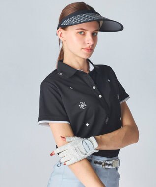 FILA GOLF／marie claire 【marie claire SPORT】ロゴ刺繍半袖ポロシャツ ブラック