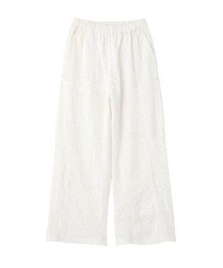 earth music&ecology 【セットアップ対応】【WEB・一部店舗限定】パッチワークレースパンツ Off White