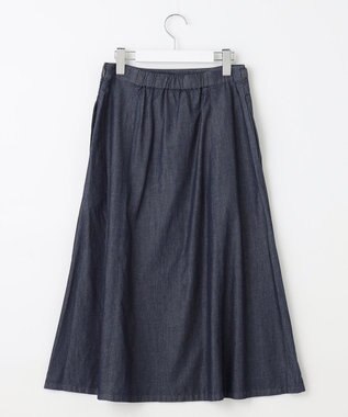 J.PRESS LADIES 【洗える】ライトデニム フレアー スカート ネイビー系