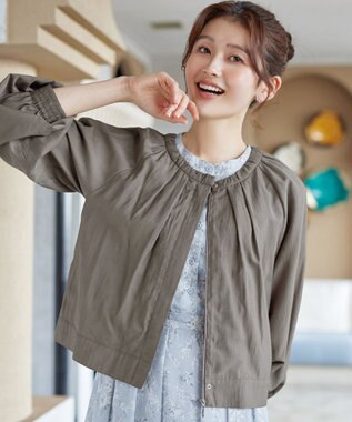 Tiaclasse 麻調襟ギャザーシアーブルゾン