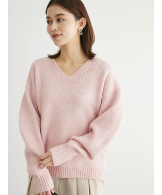 Green Parks ＭｉｘカラーＶネックニットプルオーバー Pink