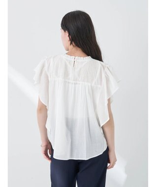 earth music&ecology コットンボイルフリルブラウス Off White