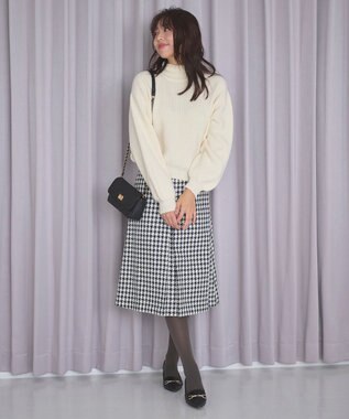 Feroux 【洗える】BOXタックミドル丈 スカート アイボリー系2