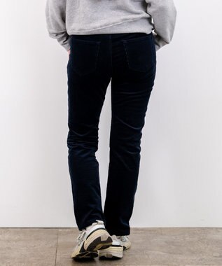 caqu スリムストレート 裏起毛コーデュロイパンツ navy