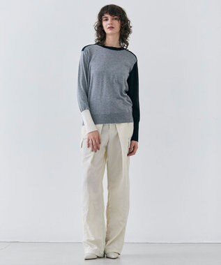BEIGE， 【洗える】BURNET / カラーミックスクルーネックトップス Grey×Black×Ecru